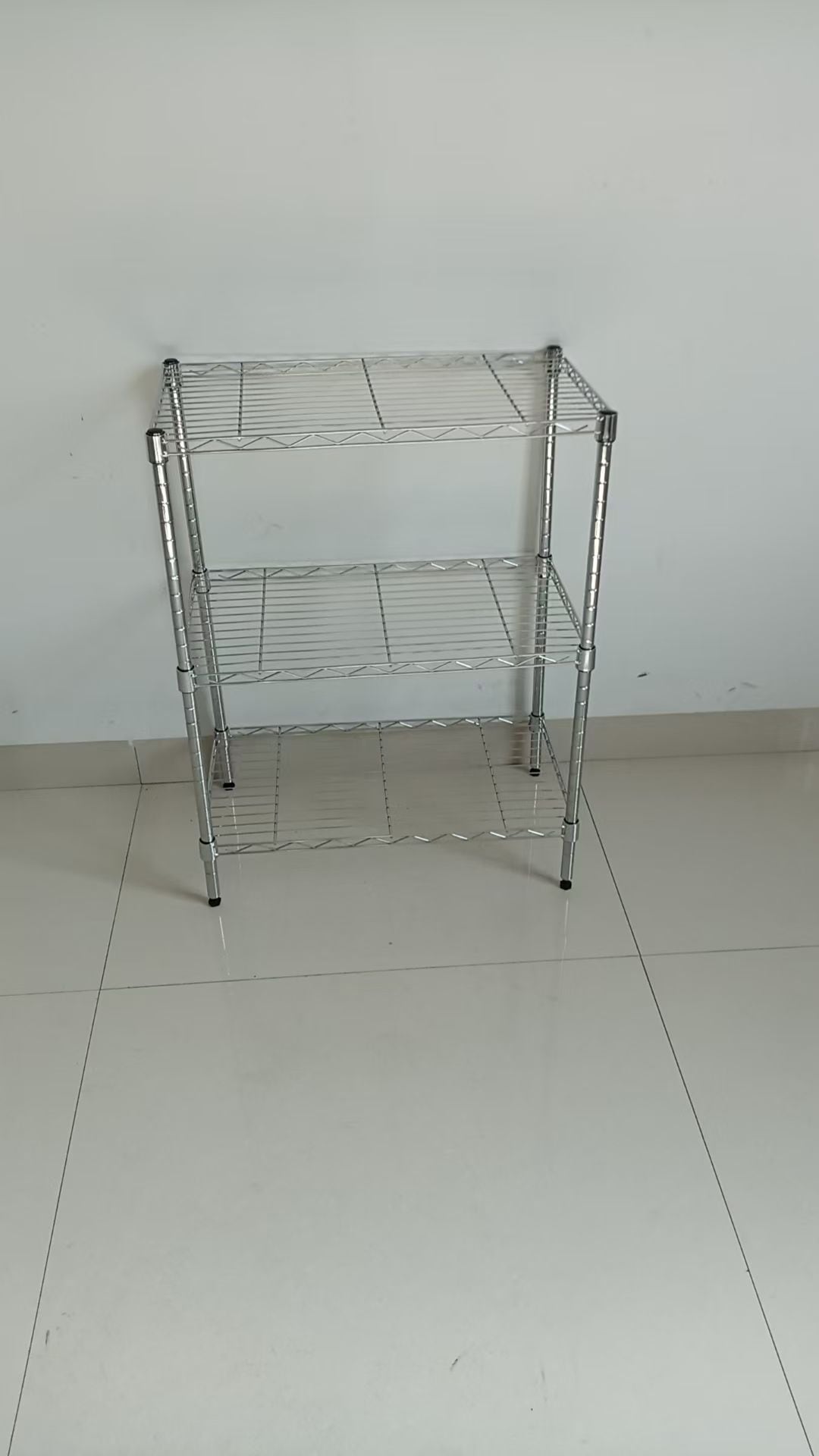 Type A 3-Tier Storage Rack, No Tool Assembly, Chrome