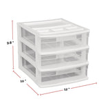 type A Desk Clear White Frame 3-Drawer Storage Tower, 10-in