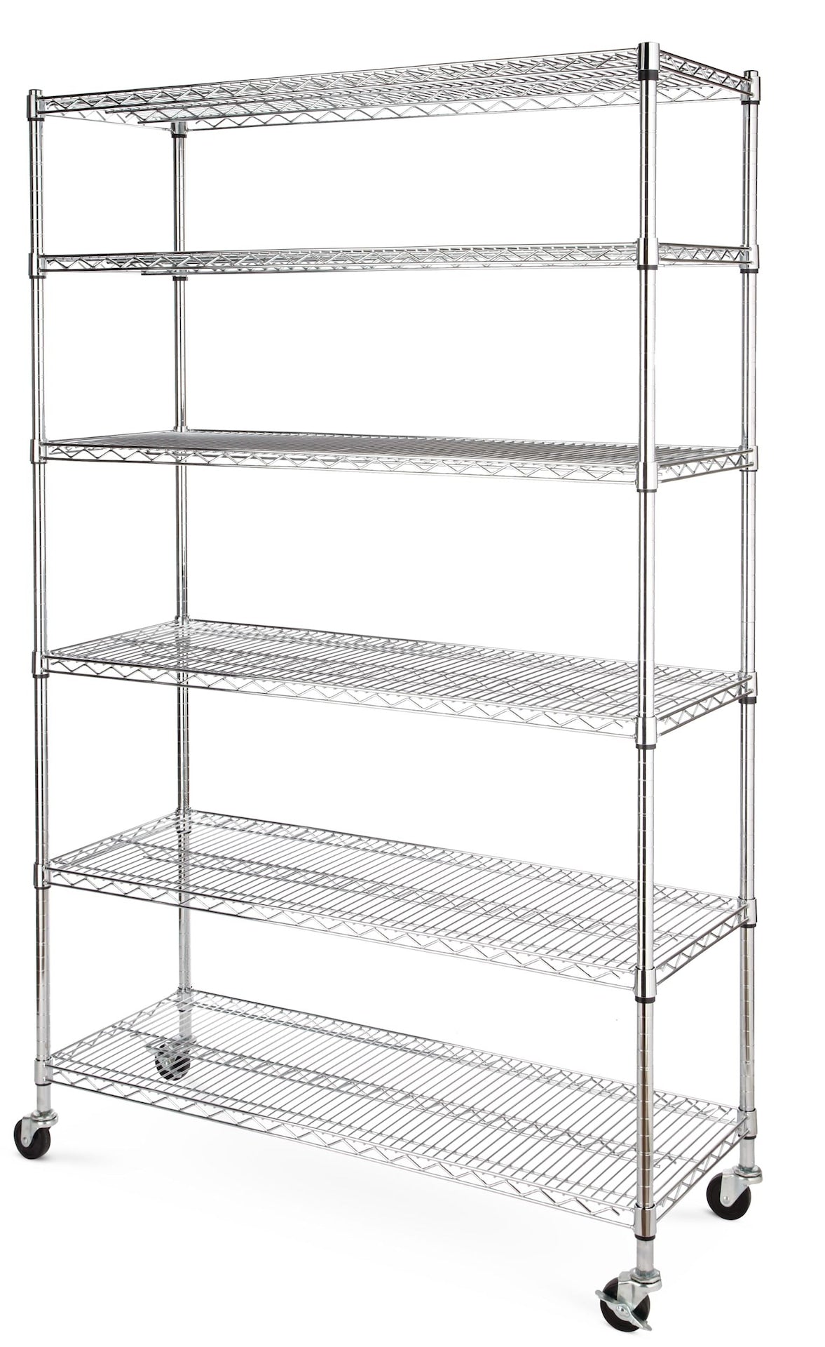type A Metal 6-Tier Adjustable Wire Shelving Storage Unit with Wheels, Heavy Duty Stackable Storage Box with Lid, 102-L, Black/Blue,...