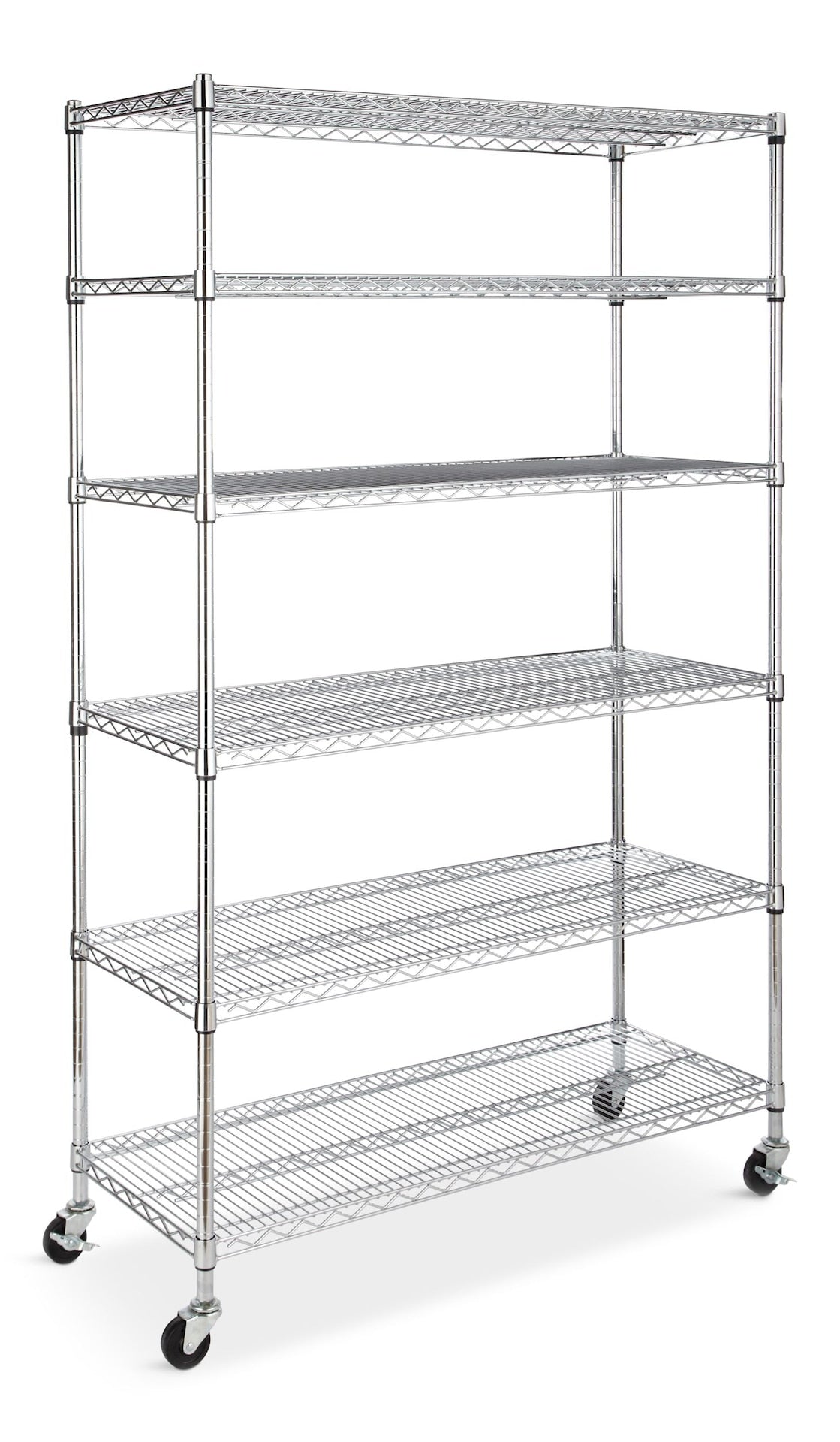 type A Metal 6-Tier Adjustable Wire Shelving Storage Unit with Wheels, Heavy Duty Stackable Storage Box with Lid, 102-L, Black/Blue,...