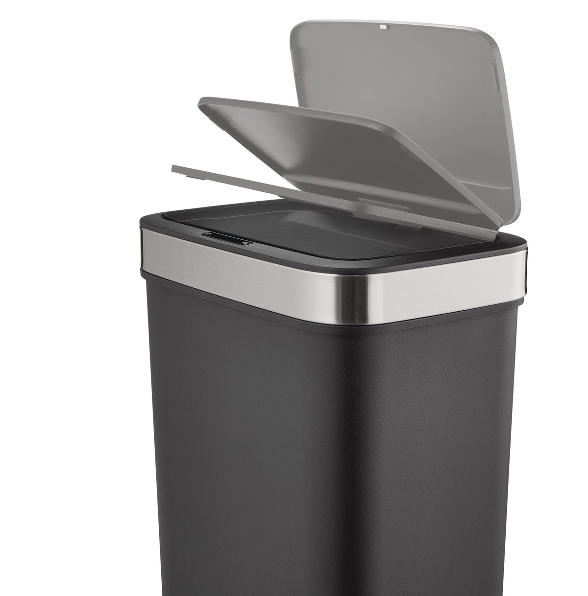 Type A Resin Rectangular Auto Indoor Refuse Bin, Motion Sensor Lid, Black, 50-L