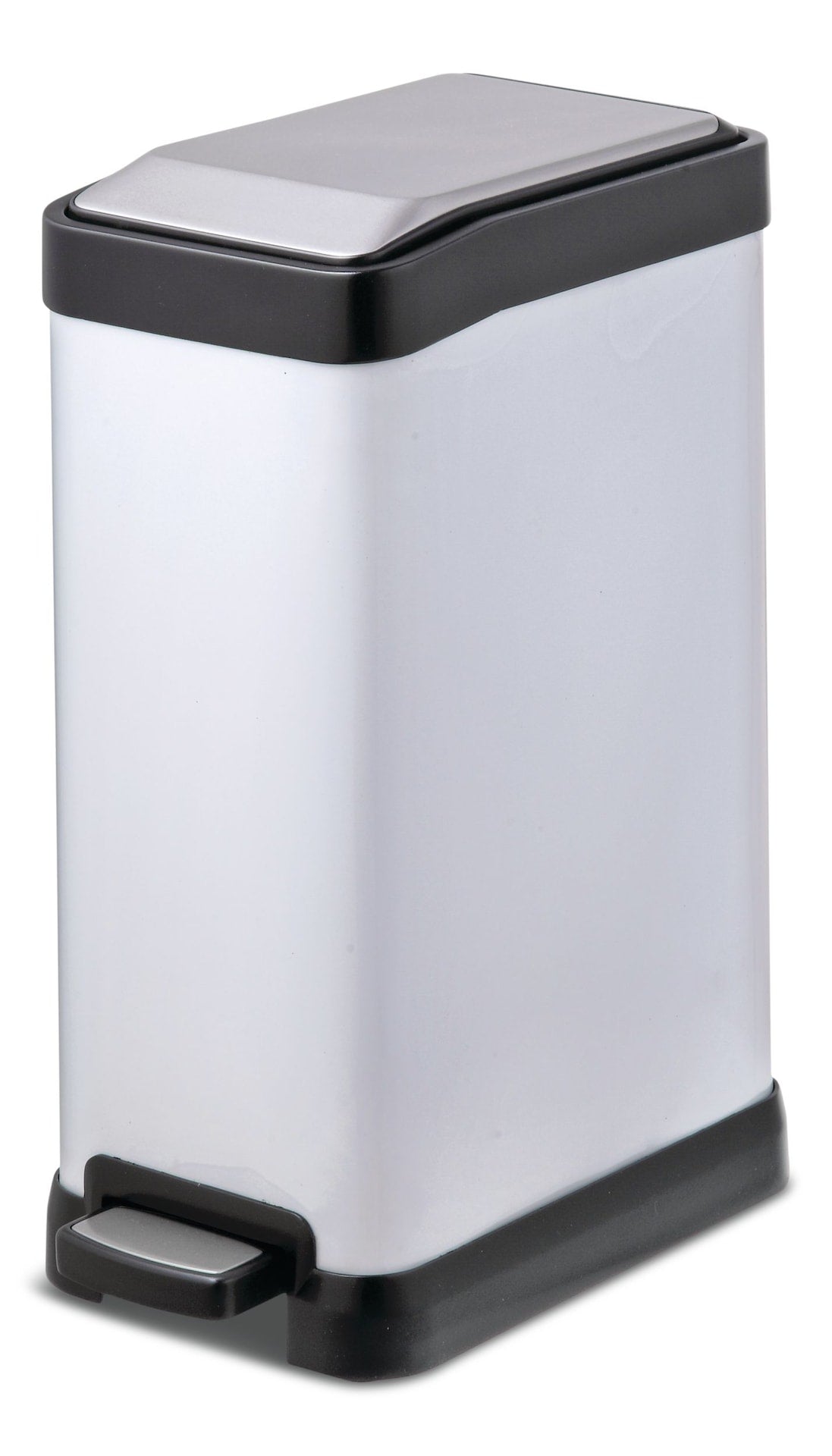 type A White Stainless Steel Rectangular Step Garbage Can, 8-L