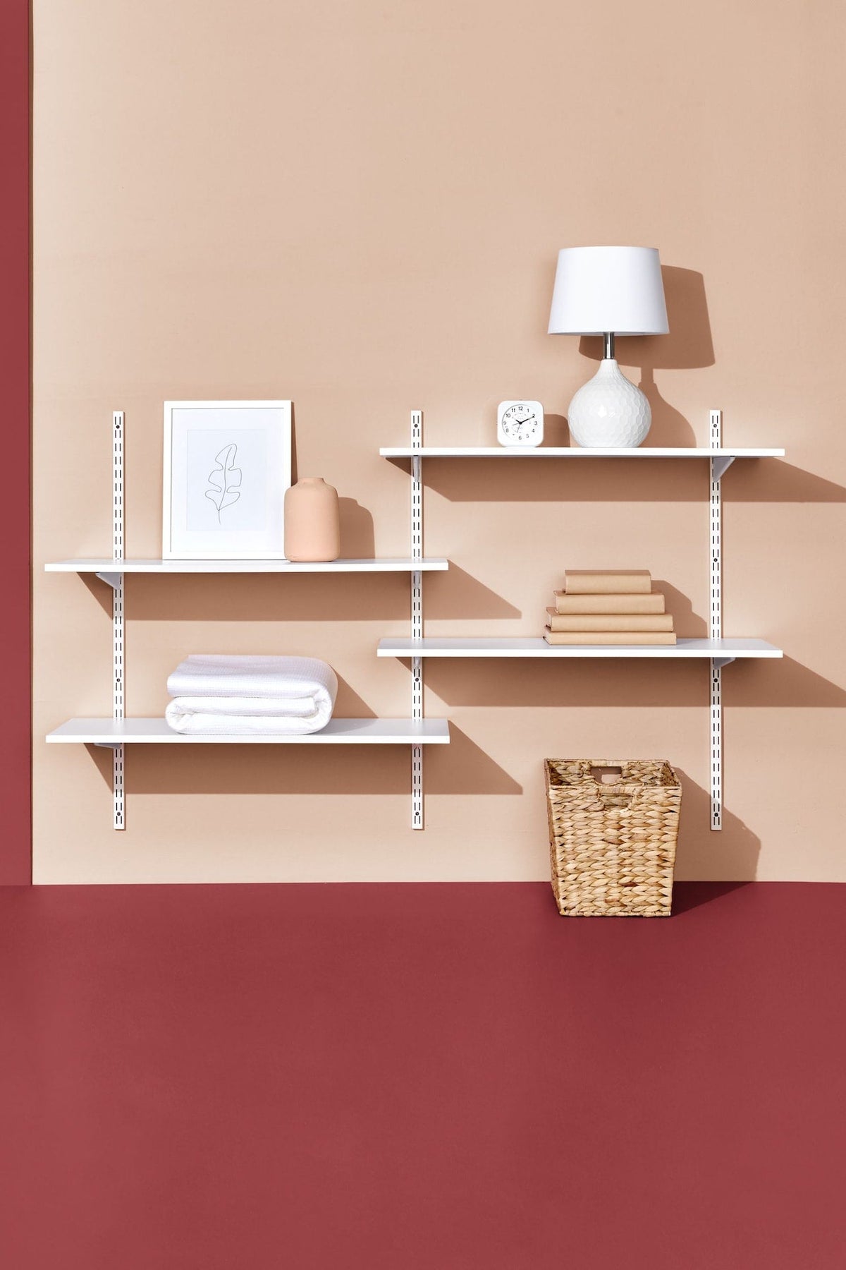 type A Wooden Floating Wall Shelf Board, White, 16 x 35-in