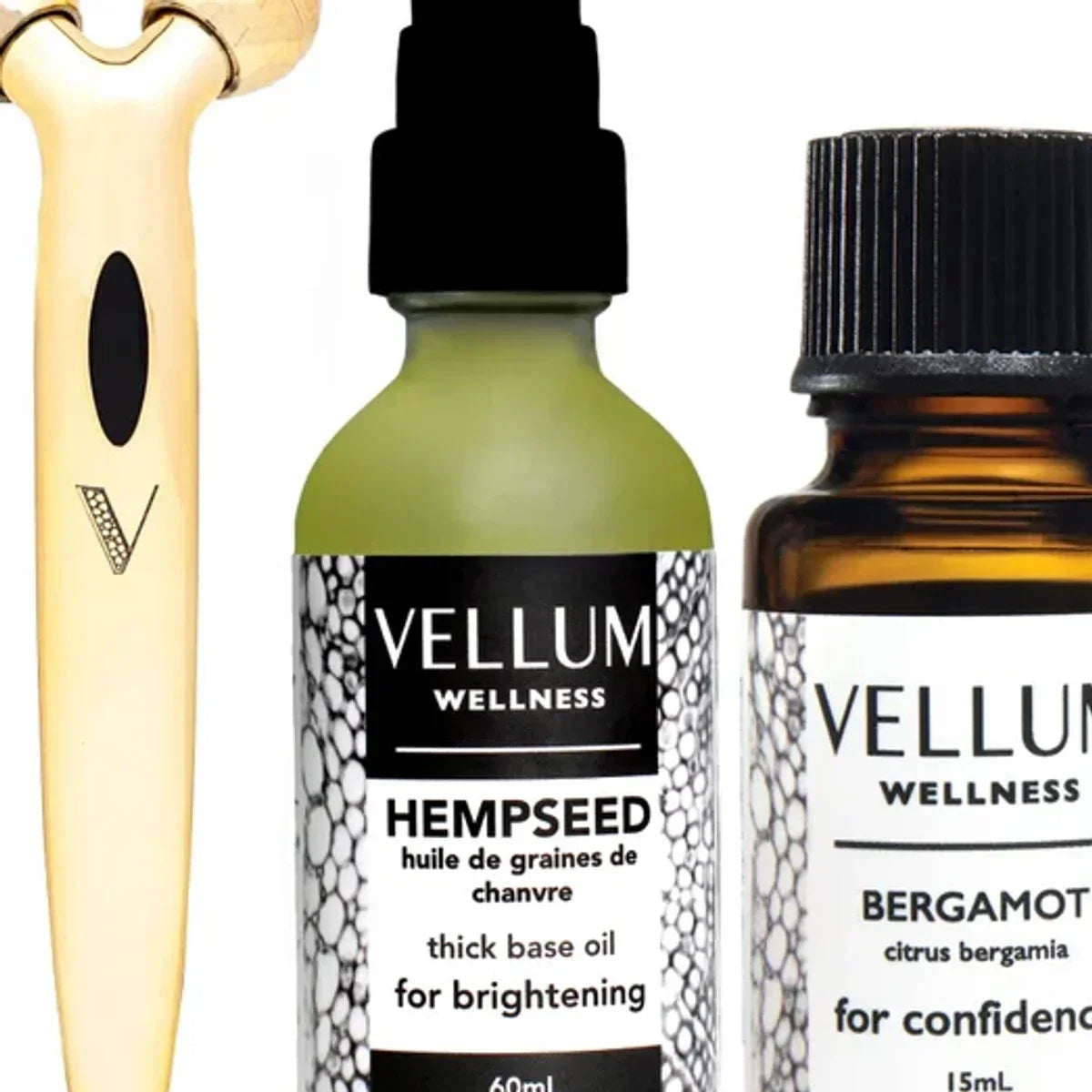 Vellum Wellness Mature Skin Kit with Essential Oils and Facial Roller