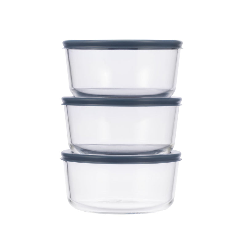 Round Glass Food Storage Container Set with Lids, 6-pc S7801