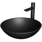 Cavalli Matte Black Bathroom Sink/Basin Set with Gotham Faucet and Round Glass Vessel