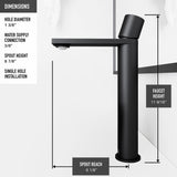 Cavalli Matte Black Bathroom Sink/Basin Set with Gotham Faucet and Round Glass Vessel