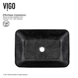 Glass Grey Onyx Bathroom Sink/Basin Set with Linus Faucet and Rectangular Vessel