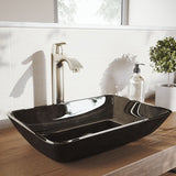 Glass Grey Onyx Bathroom Sink/Basin Set with Linus Faucet and Rectangular Vessel