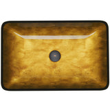 Glass Rectangular Vessel Bathroom Sink/Basin with Rounded Edges & Deep Bowl, Copper