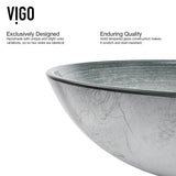 Glass Simply Silver Bathroom Sink/Basin Set with Niko Faucet and Round Vessel