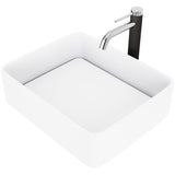 Jasmine White Bathroom Sink/Basin Set with Lexington Faucet and Rectangular Composite Vessel