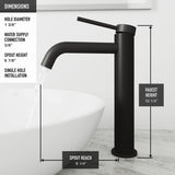 Lexington Single Handle Vessel Sink Bathroom Faucet with cFiber Body, Matte Black
