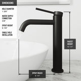 Lexington Single Handle Vessel Sink Bathroom Faucet with cFiber Body, Matte Black