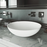 Lotus Matte Stone Round Composite Vessel Bathroom Sink/Basin with Deep Bowl, White