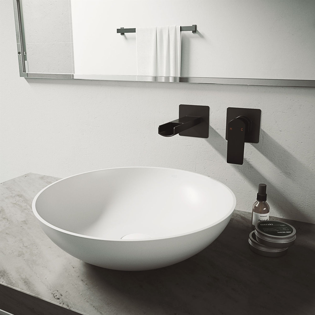 Lotus Matte Stone Round Composite Vessel Bathroom Sink/Basin with Deep Bowl, White