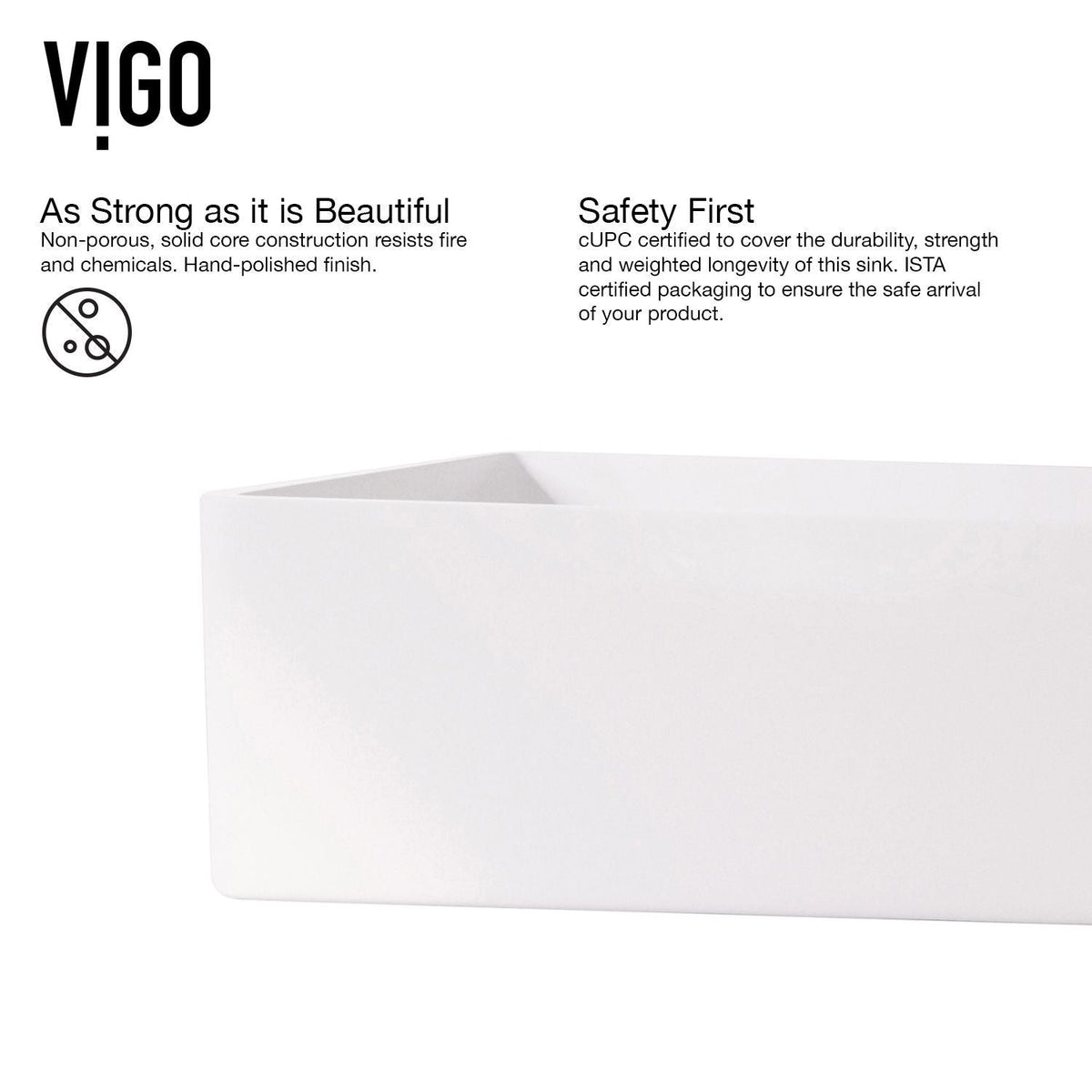 Magnolia White Bathroom Sink/Basin Set with Apollo Faucet and Rectangular Composite Vessel