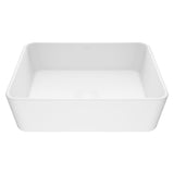 Marigold Matte Stone Rectangular Composite Vessel Bathroom Sink/Basin with Rounded Edges & Deep Bowl, White