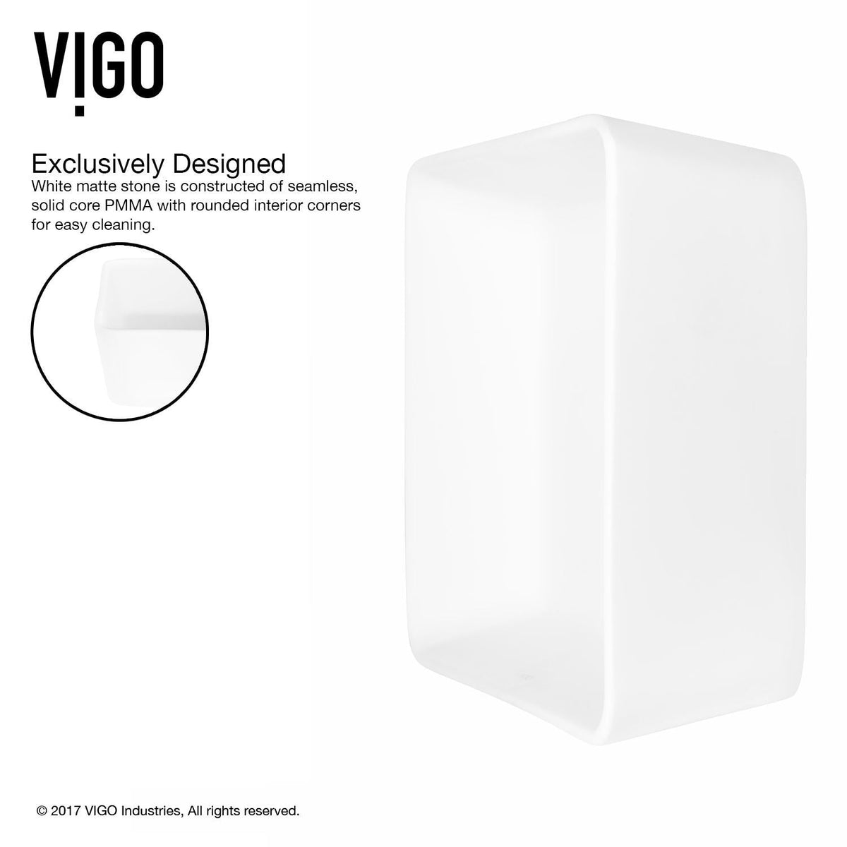 Marigold Matte Stone Rectangular Composite Vessel Bathroom Sink/Basin with Rounded Edges & Deep Bowl, White