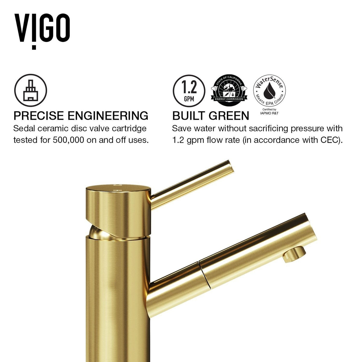 Single Handle Single Hole Bathroom Sink Faucet, WaterSense Certified, Matte Gold