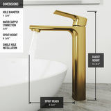 Norfolk Single Handle Vessel Single Hole Bathroom Sink Faucet, Matte Gold