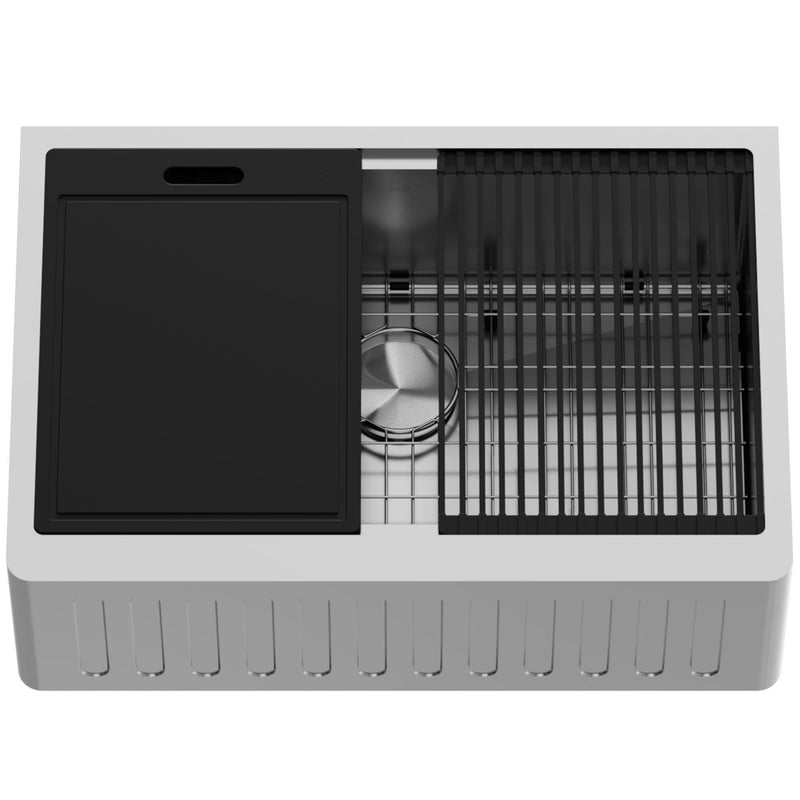 Oxford 1-Bowl Stainless Steel Apron Front Farmhouse Kitchen Sink with Accessories, 30-in B751