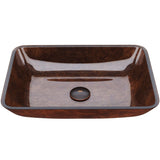 Rectangular Glass Vessel Bathroom Sink/Basin with Deep Bowl, Russet