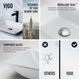 Sottile White Bathroom Sink/Basin Set with Niko Faucet and Glass Rectangular Vessel