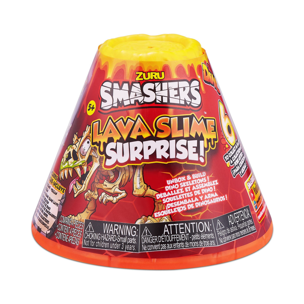 Volcano Lava Slime with Dinosaur Toy Favour, Multi-Coloured, 4-pk, Ages 5+, for Arts & Crafts/Birthday Favour