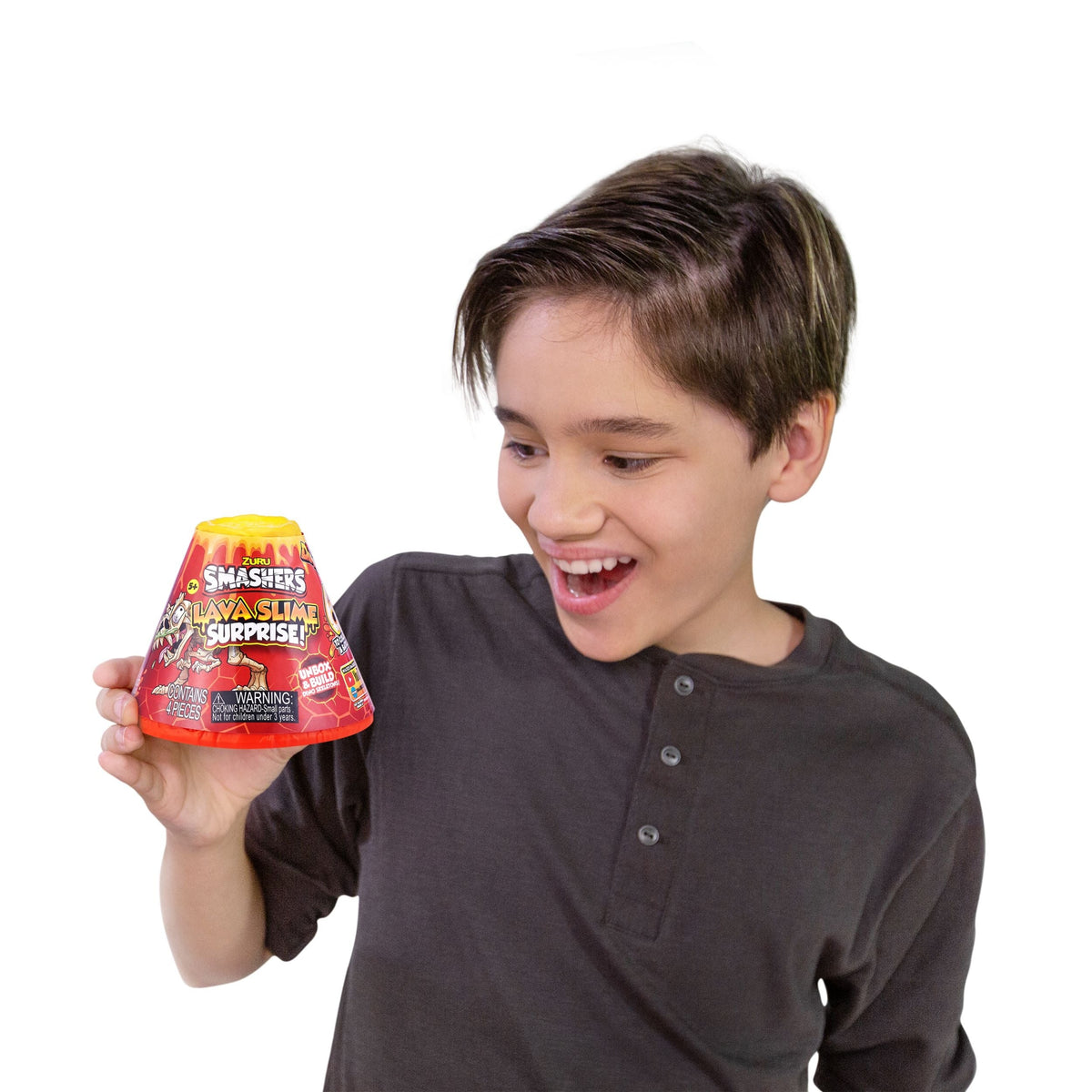 Volcano Lava Slime with Dinosaur Toy Favour, Multi-Coloured, 4-pk, Ages 5+, for Arts & Crafts/Birthday Favour