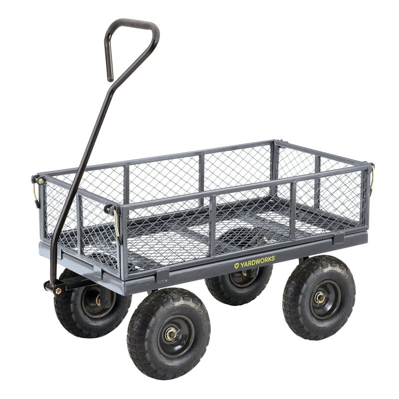 Steel Tray 4-Wheel Removable-Sides Mesh Yard/Garden Cart 600 lb O6745