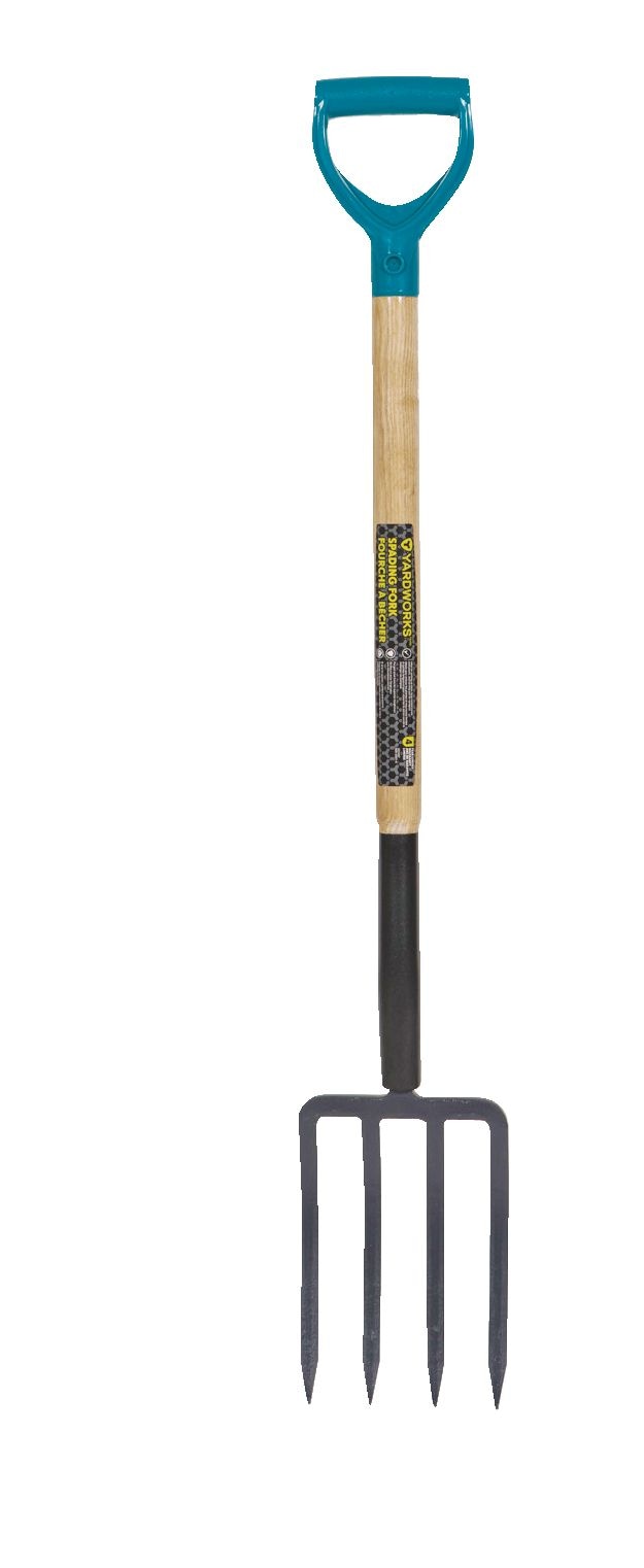 Tempered-Steel 4-Tine D-Grip Garden Fork, 30.5-in Wooden Shaft G9464