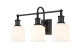 Bryant 3-Light Vanity Light, Black with Opal Shade