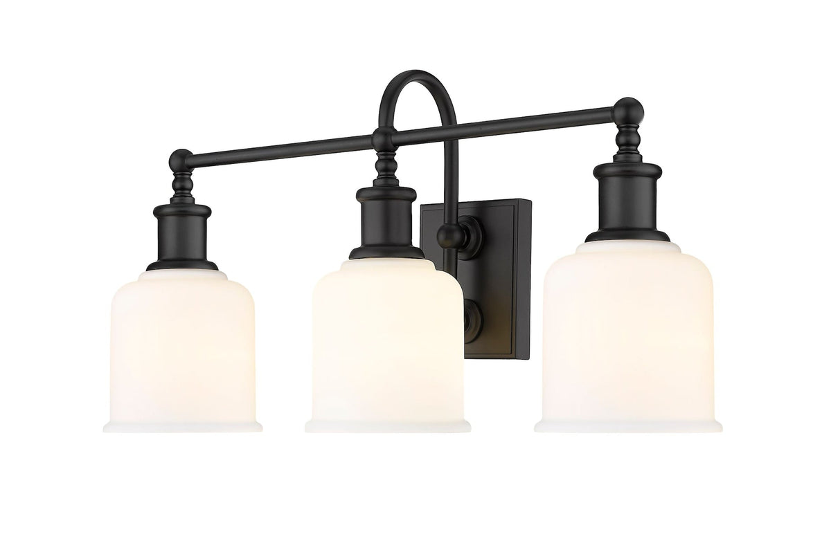Bryant 3-Light Vanity Light, Black with Opal Shade