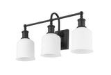 Bryant 3-Light Vanity Light, Black with Opal Shade